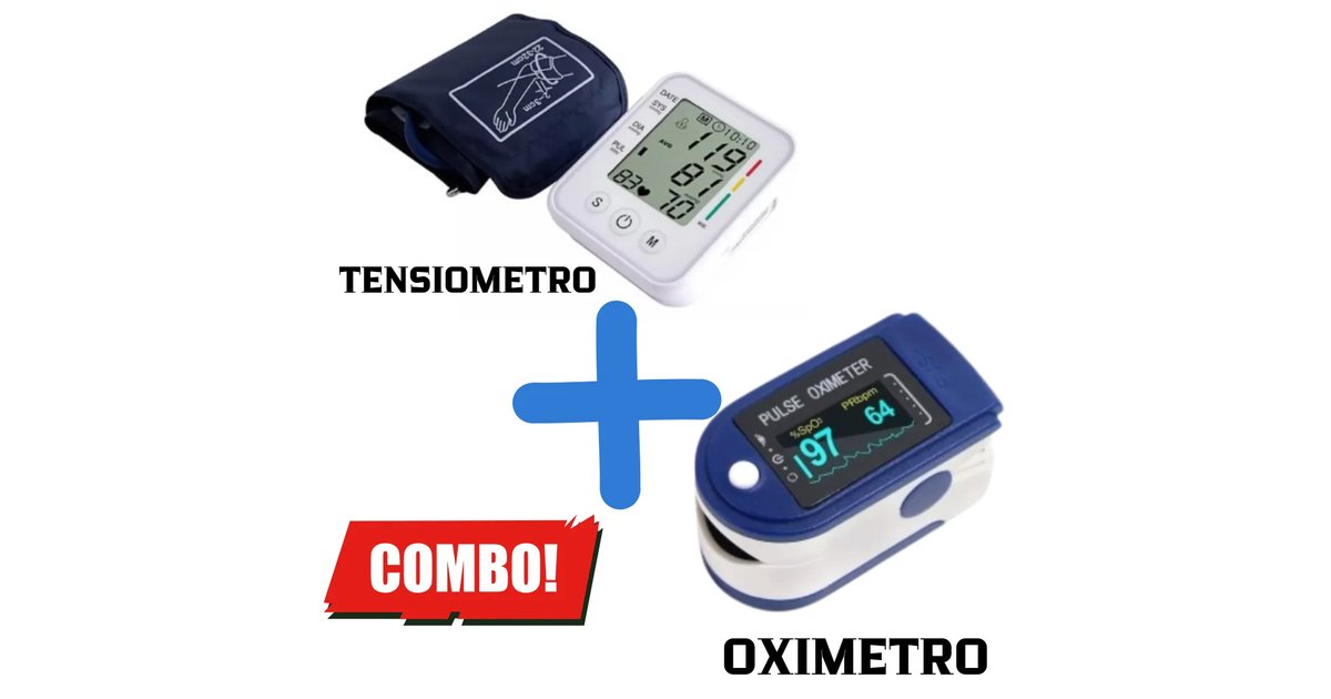 Combo Salud # 1 Tensiometro Digital Brazo Tensión Arterial + Oxímetro Medidor Oxigeno en Sangre