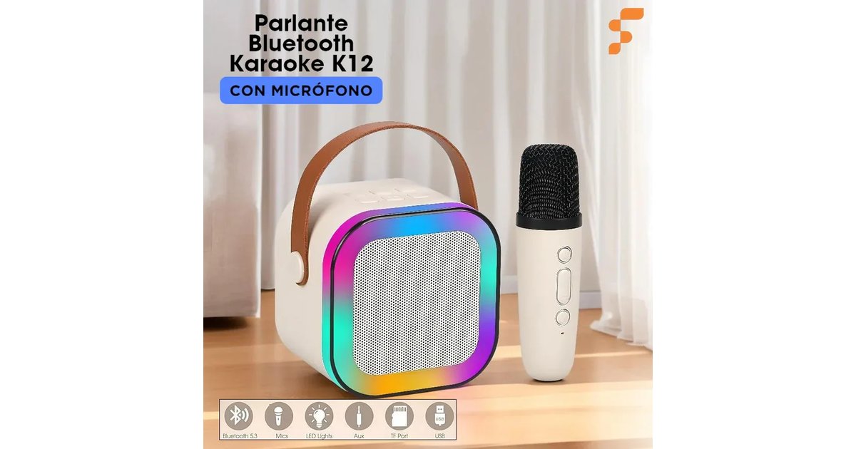Concierto en Casa - Kit De Karaoke Portátil Bluetooth Luces Rgb K12 Alta Potencia Recargable Micrófono