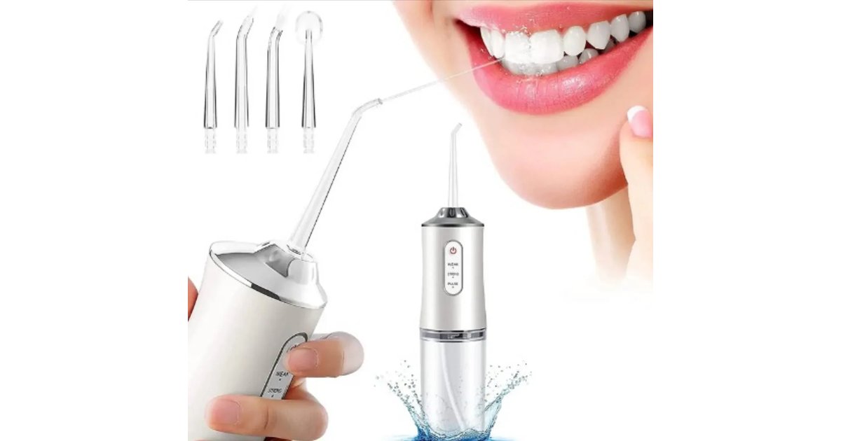 Irrigador Oral Recargable Inalámbrico Portátil 4 Boquillas - Cuidado de Ortodoncia