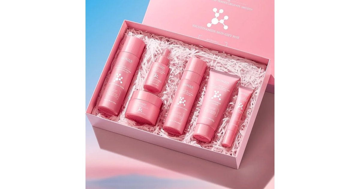 Kit Nicotinamida - Aclarante Reparador - Caja De Lujo Bioaqua x6 Productos - Cuidado Facial - SkinCare