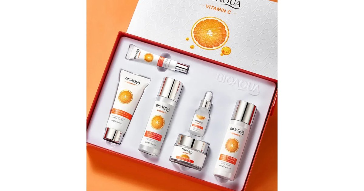 Kit Vitamina C Bioaqua Original - Aclarante Reafirmante - Caja De Lujo x6 Productos - Cuidado Facial - SkinCare