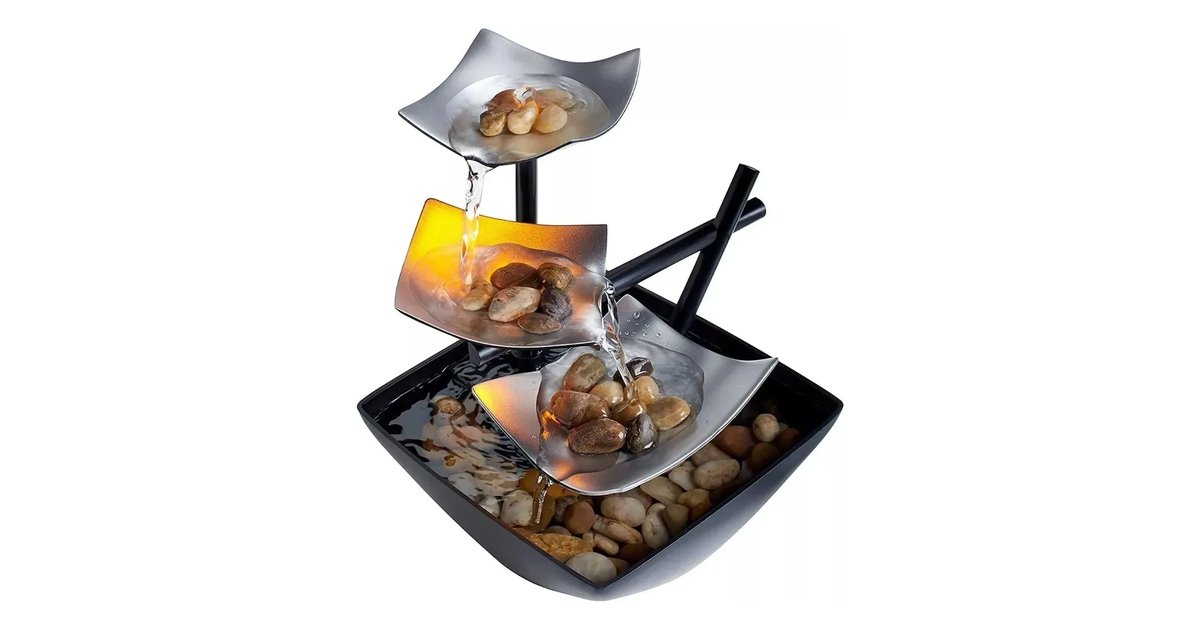 Mini Fuente Feng Shui Homedics con Luz y Piedras Naturales | Relaja tu Mente en Casa, Oficina o Aula Educativa NEE