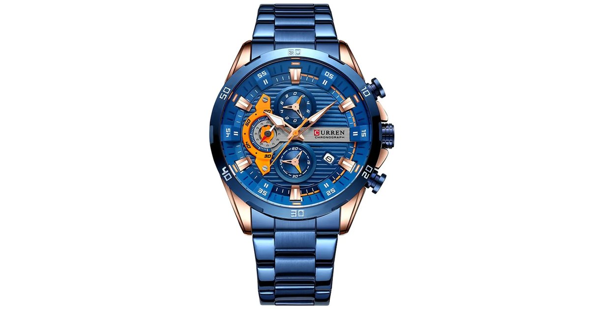 Reloj Curren 8402 Original Hombre Azul Acero Inoxidable Elegancia Casual