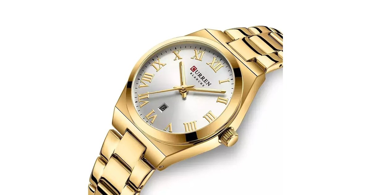 Reloj de dama Curren 9095 Dorado-Plateado Original Elegancia Estilo Presencia Mujer