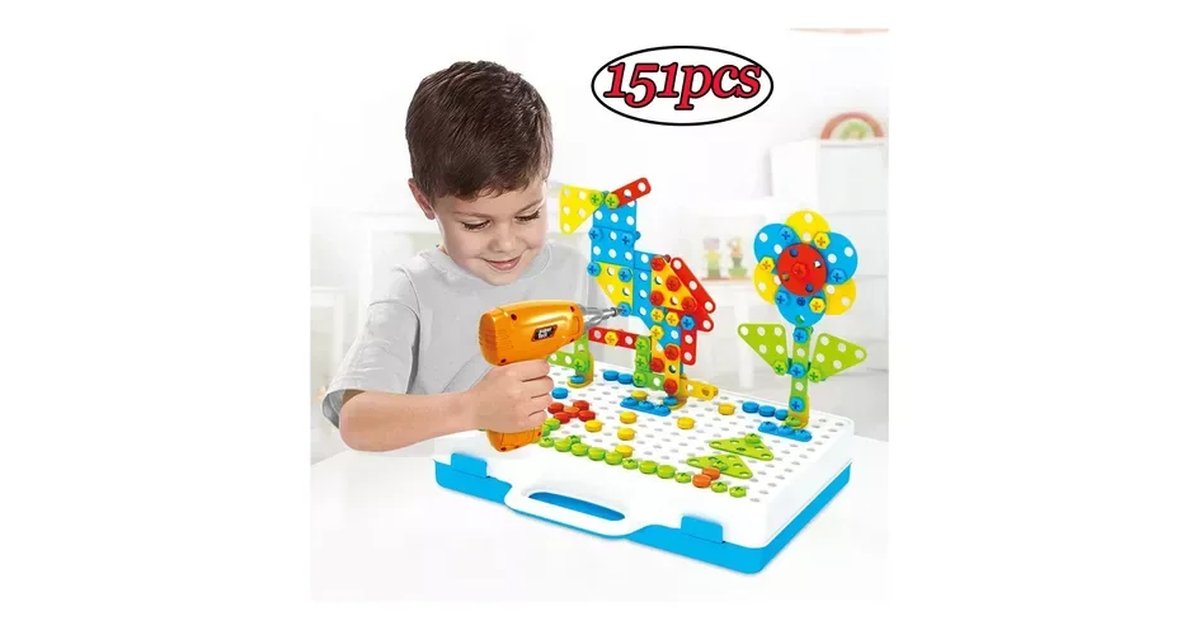 Taladro 3D Para Niños 4 EN 1 Juguete Didáctico Para Desarrollo de Habilidad Mecánica Creativa y Motricidad Fina