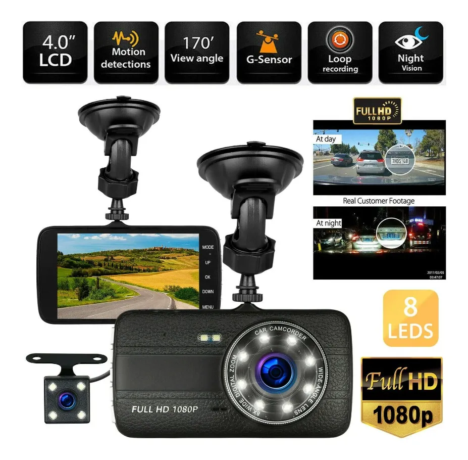 Conduce Seguro Cámara Soporte Grabación Conducir Visión Delantera Trasera