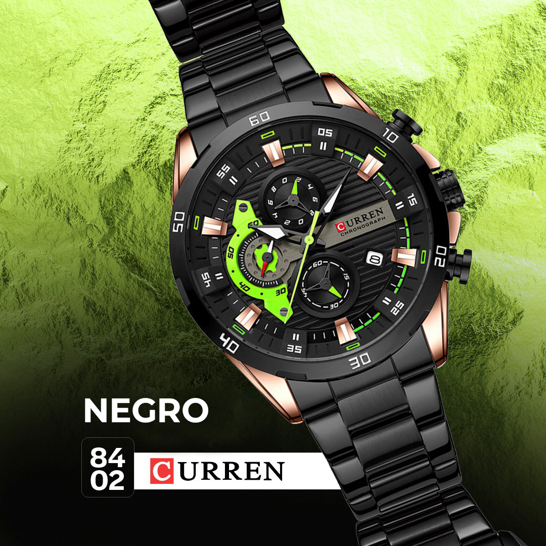 Reloj Curren 8402 plateado Negro Original Elegancia Estilo Presencia hombre Casual Formal