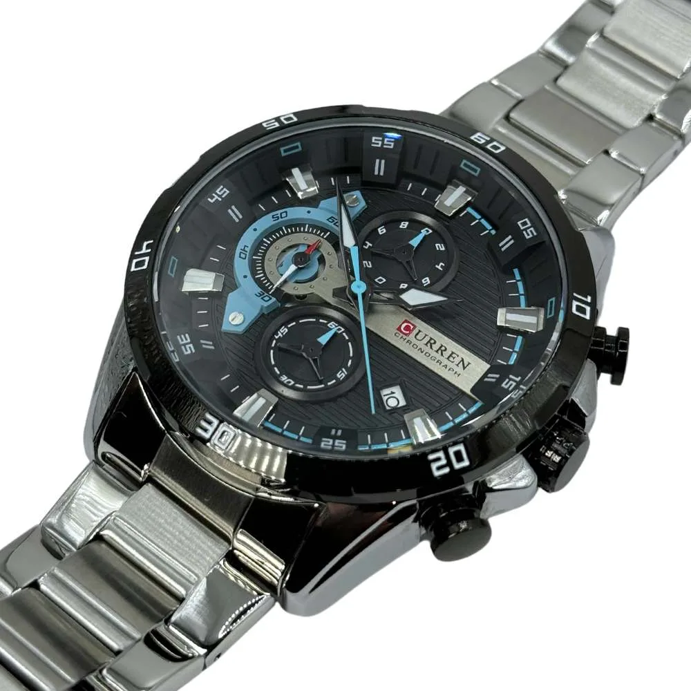 Reloj Curren 8402 plateado Negro Original Elegancia Estilo Presencia hombre Casual Formal