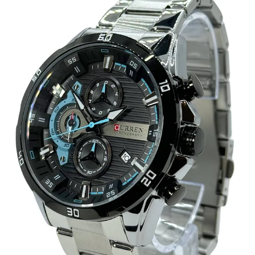 Reloj Curren 8402 plateado Negro Original Elegancia Estilo Presencia hombre Casual Formal