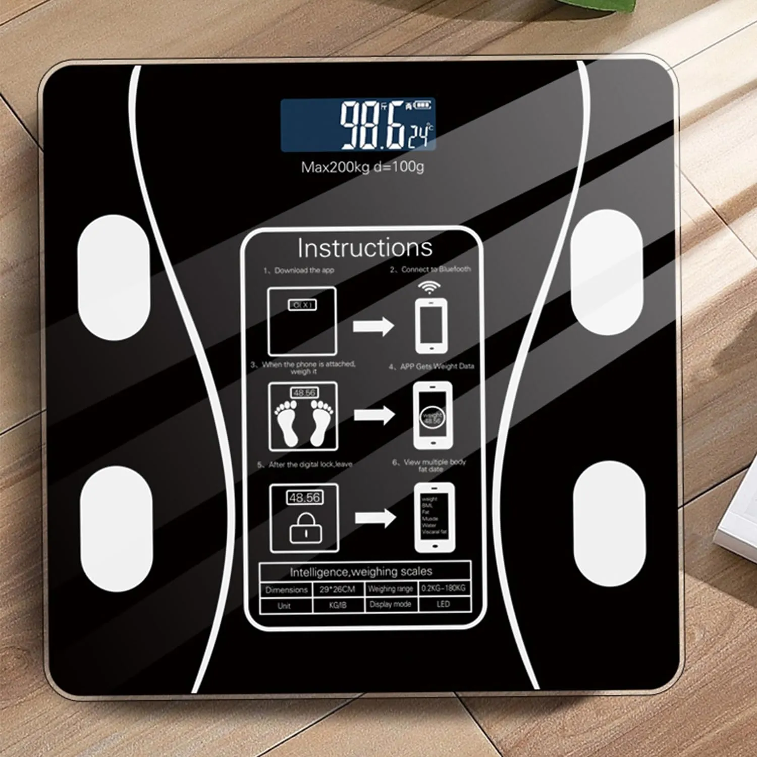 Báscula Corporal Digital de Bioimpedancia de Hasta 180 kg Control de Peso en Casa Bluetooth - Imagen 12