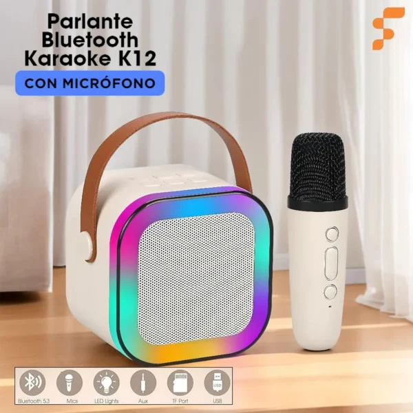 Concierto en Casa – Kit De Karaoke Portátil Bluetooth Luces Rgb K12 Alta Potencia Recargable Micrófono