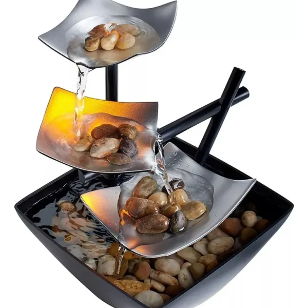 Mini Fuente Feng Shui Homedics con Luz y Piedras Naturales | Relaja tu Mente en Casa, Oficina o Aula Educativa NEE