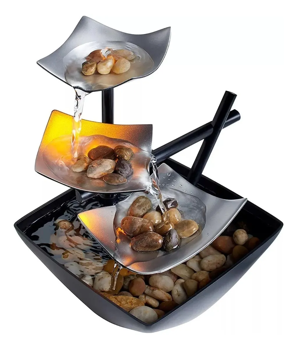 Mini Fuente Feng Shui Homedics con Luz y Piedras Naturales | Relaja tu Mente en Casa, Oficina o Aula Educativa NEE
