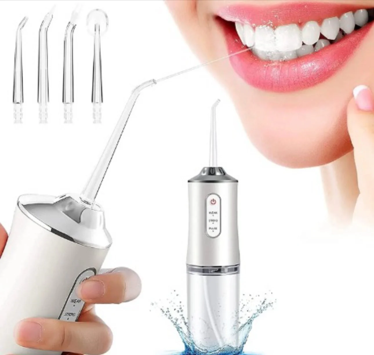 Irrigador Oral Recargable Inalámbrico Portátil 4 Boquillas – Cuidado de Ortodoncia