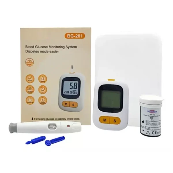 Glucómetro Kit Completo – Medidor de Glucosa en Sangre Confiable con Pluma y 50 Lancetas para Uso en Casa