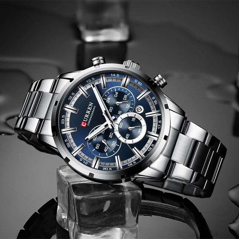 Reloj Curren 8355 Original Hombre Plata-Azul Acero Inoxidable Elegancia Casual - Imagen 13
