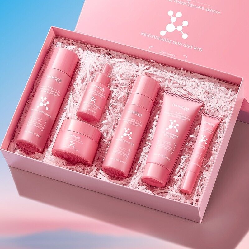 Kit Nicotinamida – Aclarante Reparador – Caja De Lujo Bioaqua x6 Productos – Cuidado Facial – SkinCare