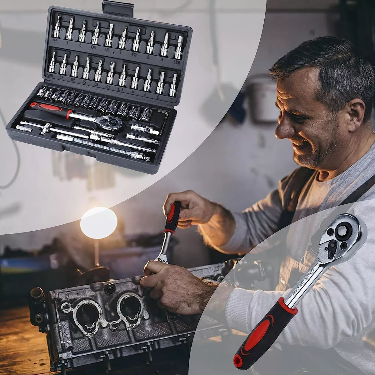 Juego De Herramienta 46 Piezas Copas Reparación Carro Moto Hogar - Imagen 4