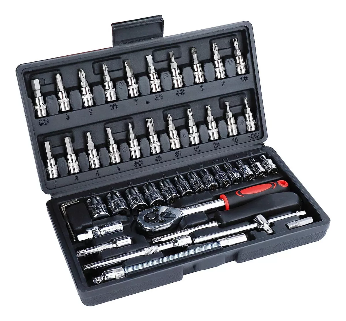 Juego De Herramienta 46 Piezas Copas Reparación Carro Moto Hogar