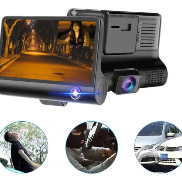 Cámara Carro Dvr Hd 3 Lentes Full Hd