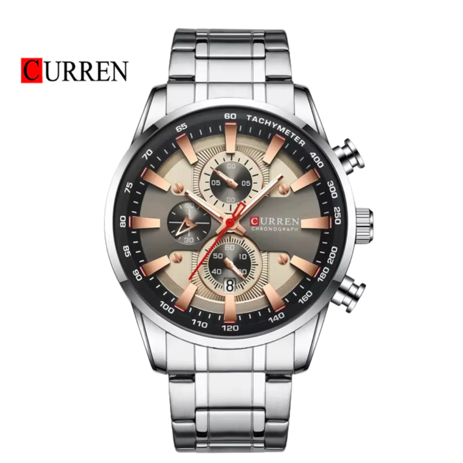 Reloj Curren 8351 Clásico Cuarzo NU Cronógrafo Para Hombre Plateado Beige - Imagen 6